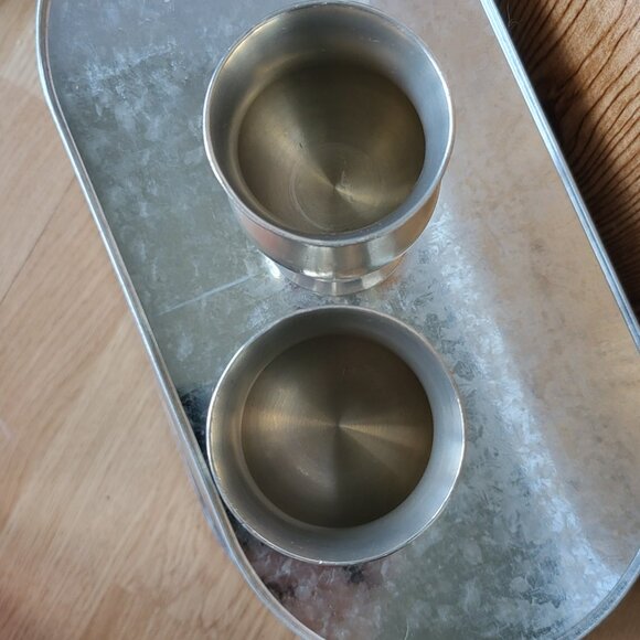 Vintage Selangor Pewter Goblets Drinkware Malaysia/Singapore 4.5" tall - Picture 2 of 7